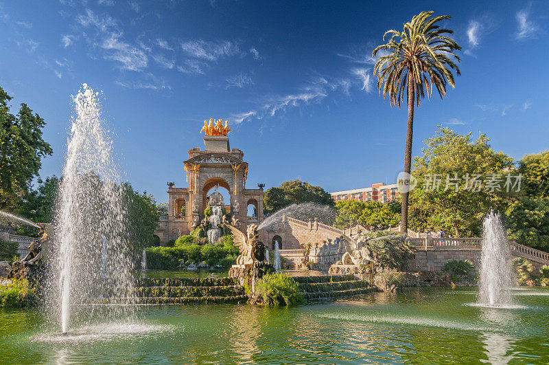 西班牙巴塞罗那la ciutdelle公园喷泉。
